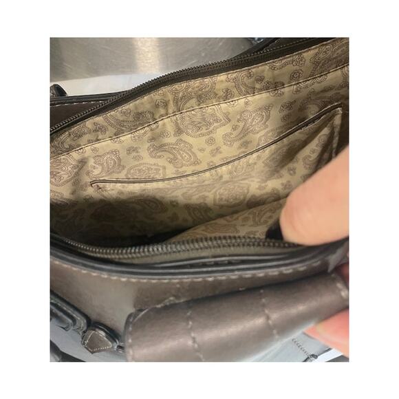 Simply Noelle Charcoal Gray Top Handle Purse Structured Hardware - Picture 12 of 14